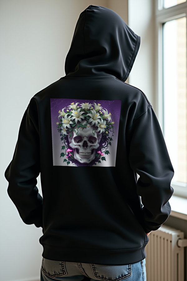Crown Of Night Bloom hoodie - black back featured