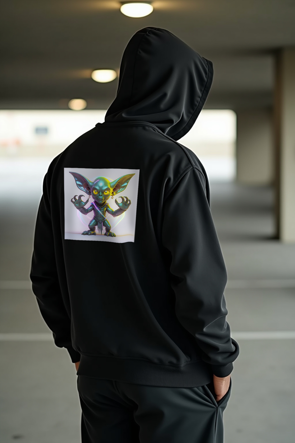 Hopkinsville Goblin hoodie black mannequin back-right