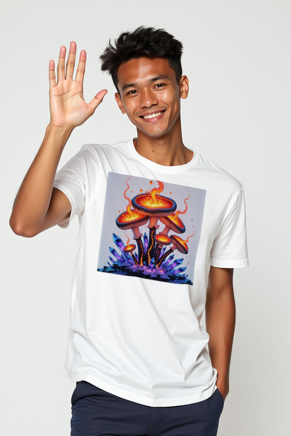 Volcanic Ember Trumpets T-Shirt white mannequin front view