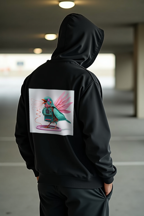Modem Songbird Hoodie Black Muscular Back