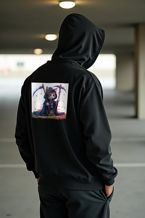 Grim Reaper Kitten - Unisex Hoodie - Black Back