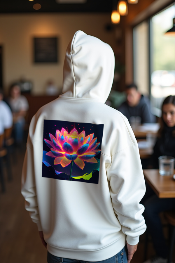 Neon Lotus Hoodie - White