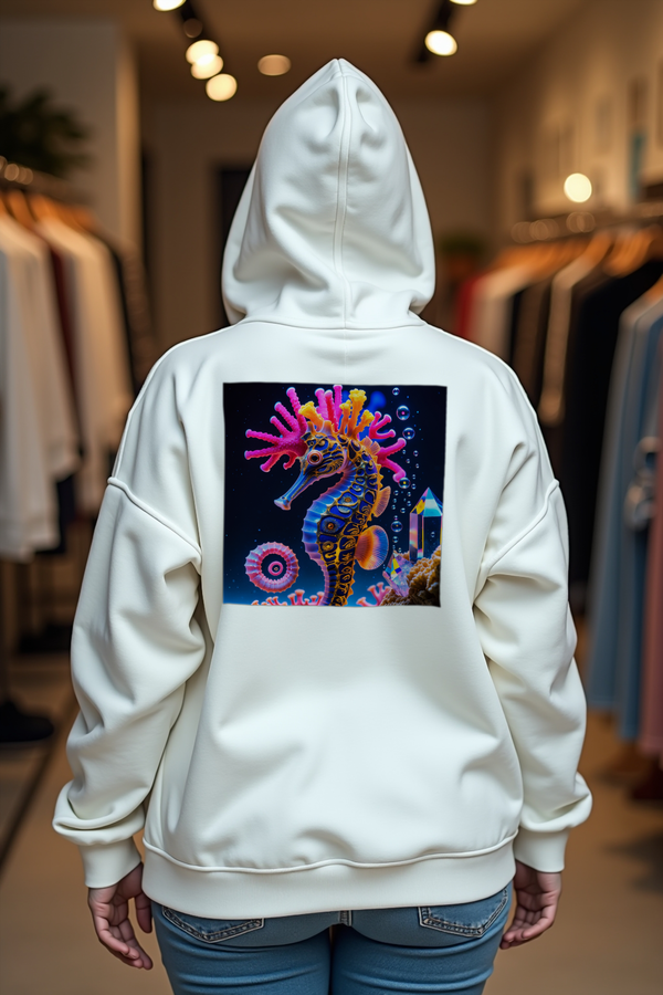 Psychedelic Seahorse hoodie white