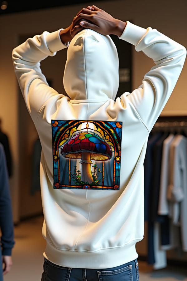 Stained Glass Porcini hoodie white