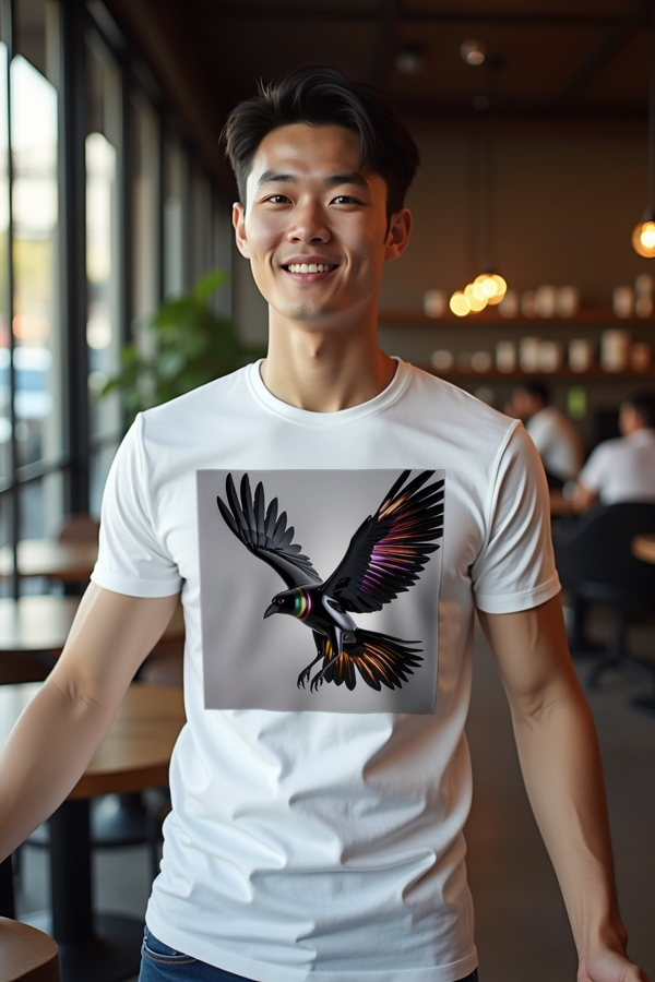 Obsidian Raven T-Shirt - white front left 45