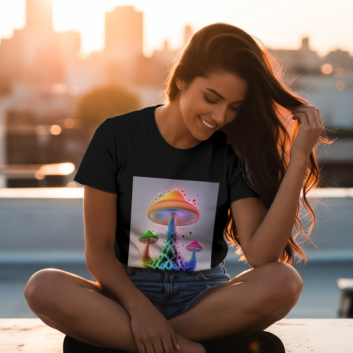 Fractal Infinity Shroom T-Shirt black mannequin view