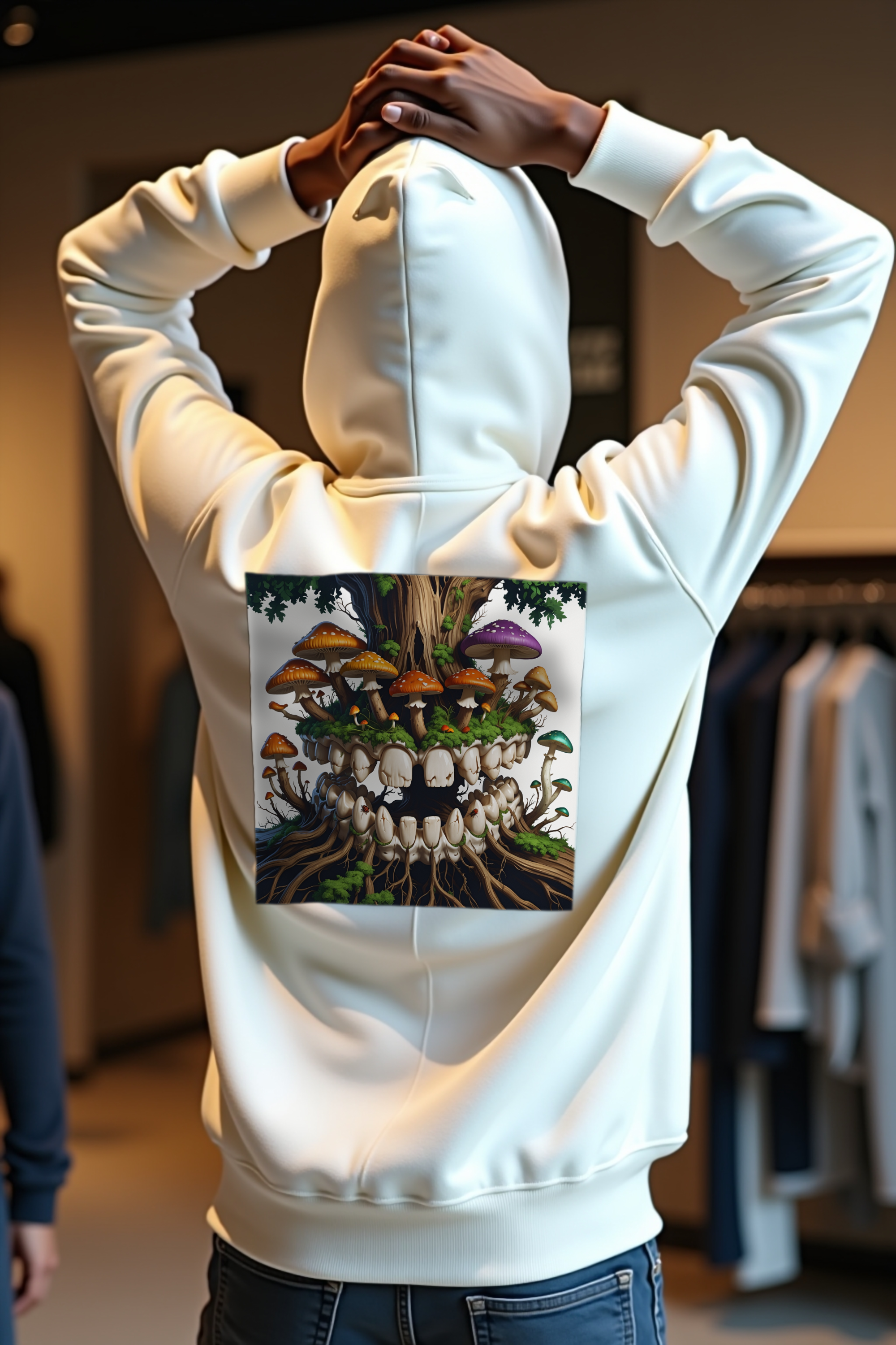 Root Mandible hoodie white back action