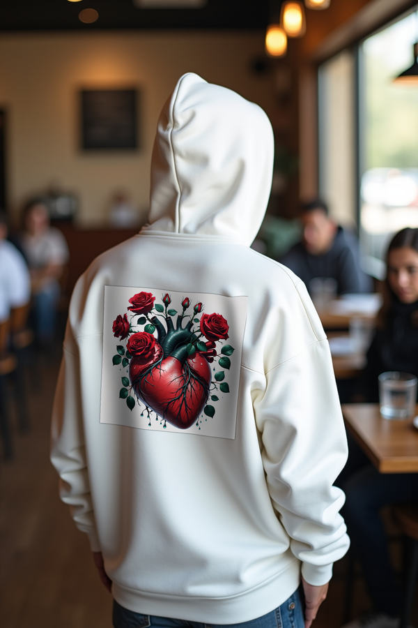 Thorned Heart hoodie - white back featured