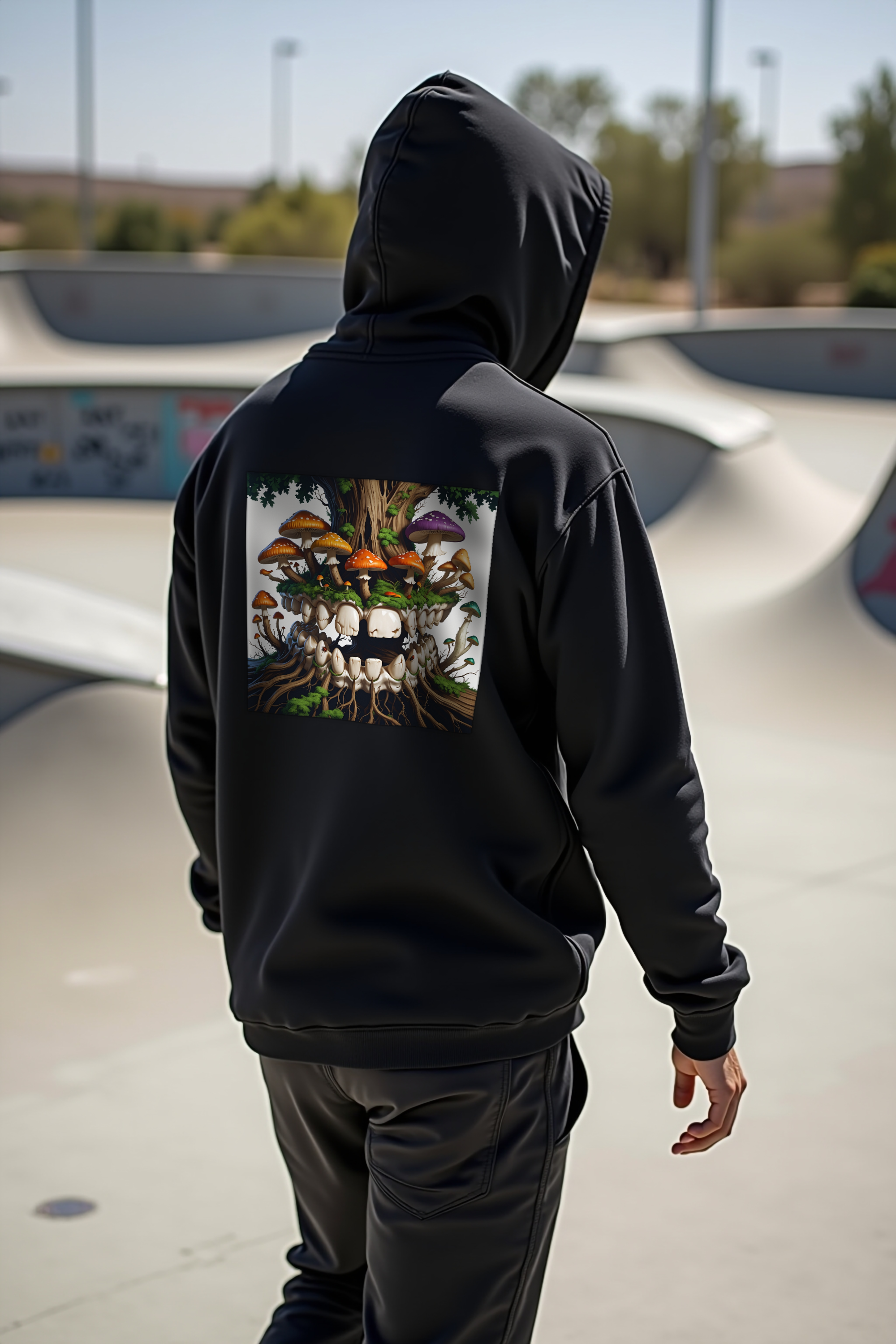 Root Mandible hoodie black back walking
