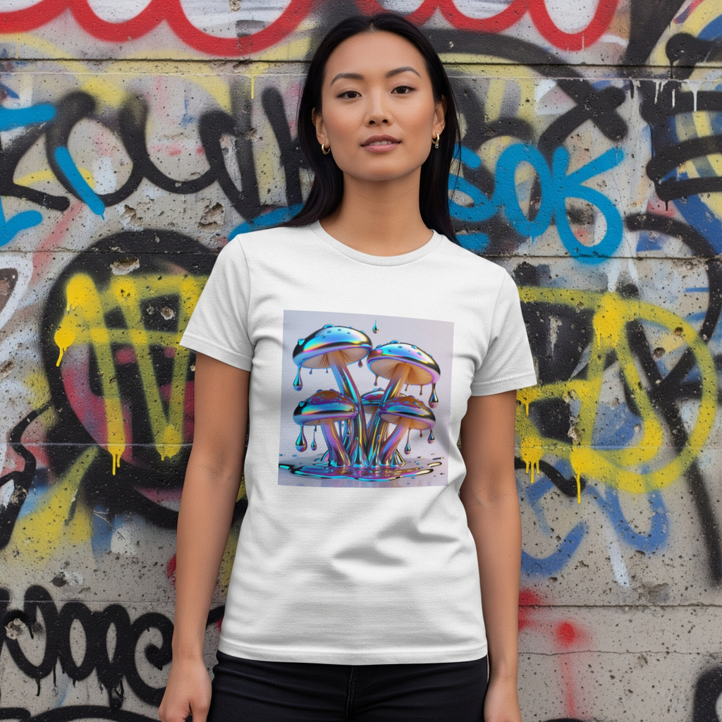Liquid Chrome Shiitake T-Shirt white mannequin view