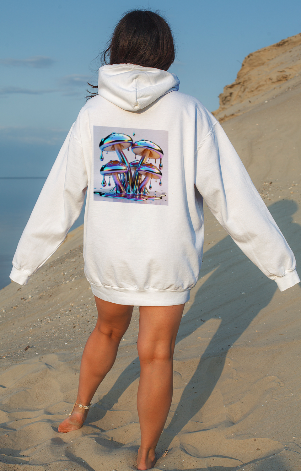 Liquid Chrome Shiitake Hoodie back view