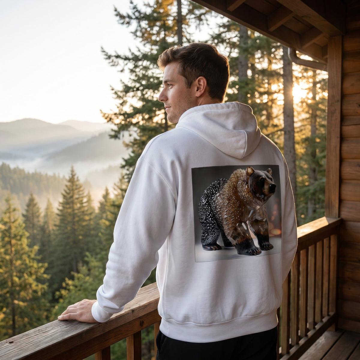 Smoky Quartz Bear Hoodie White - UGC carousel slide 13