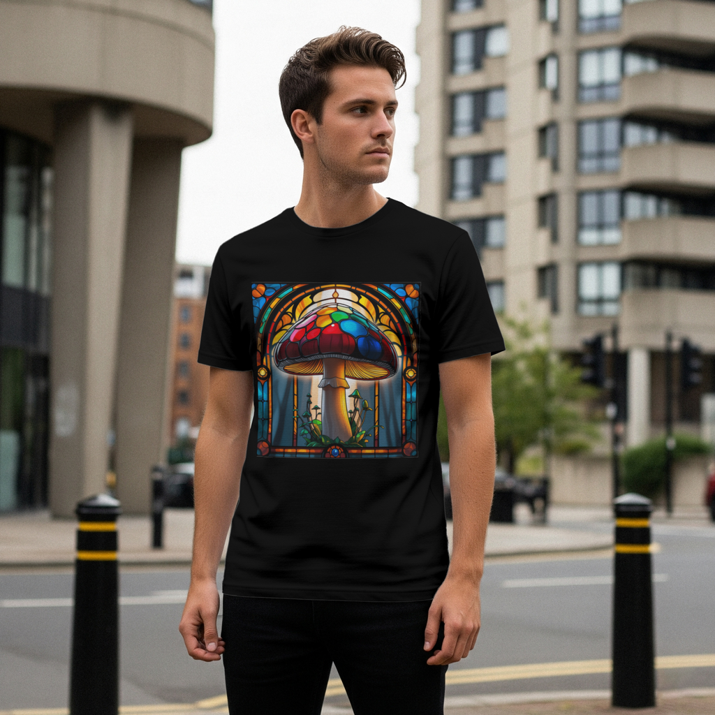 Stained Glass Porcini t-shirt black mannequin