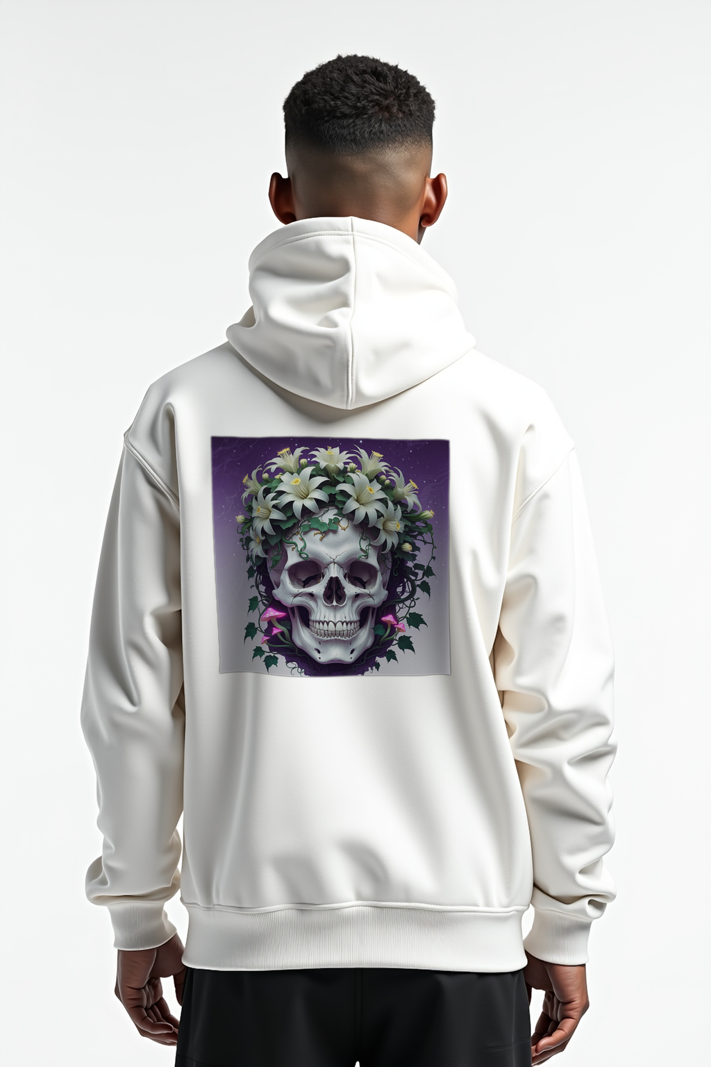 Crown Of Night Bloom hoodie - white back