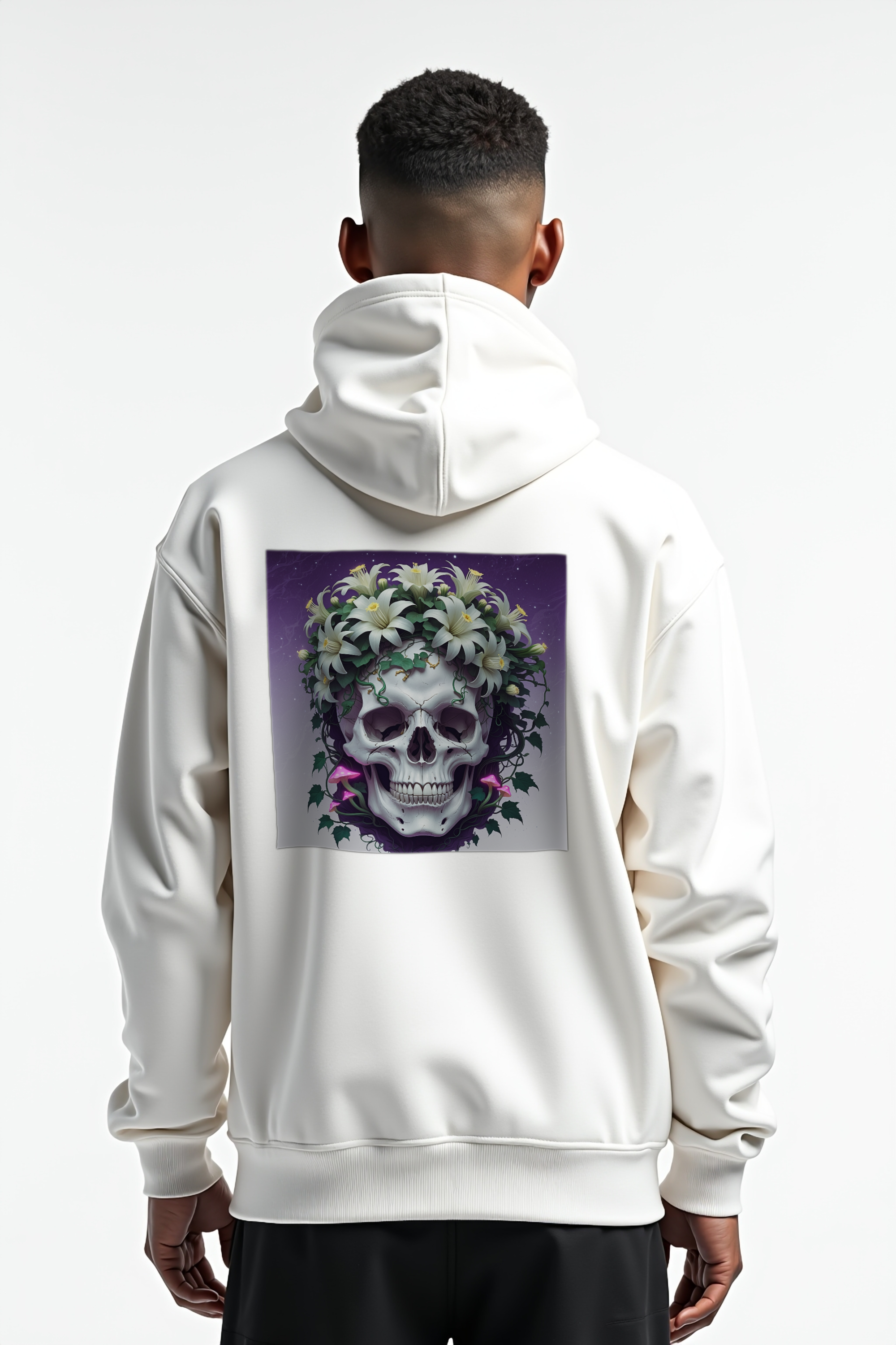 Crown Of Night Bloom hoodie - white back