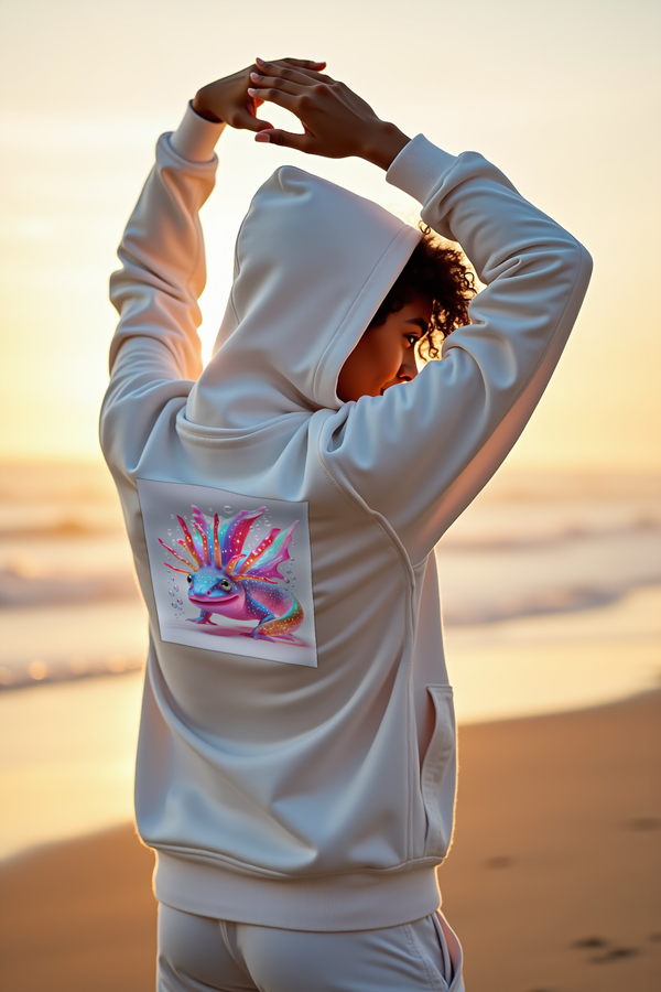 Surreal Axolotl hoodie white