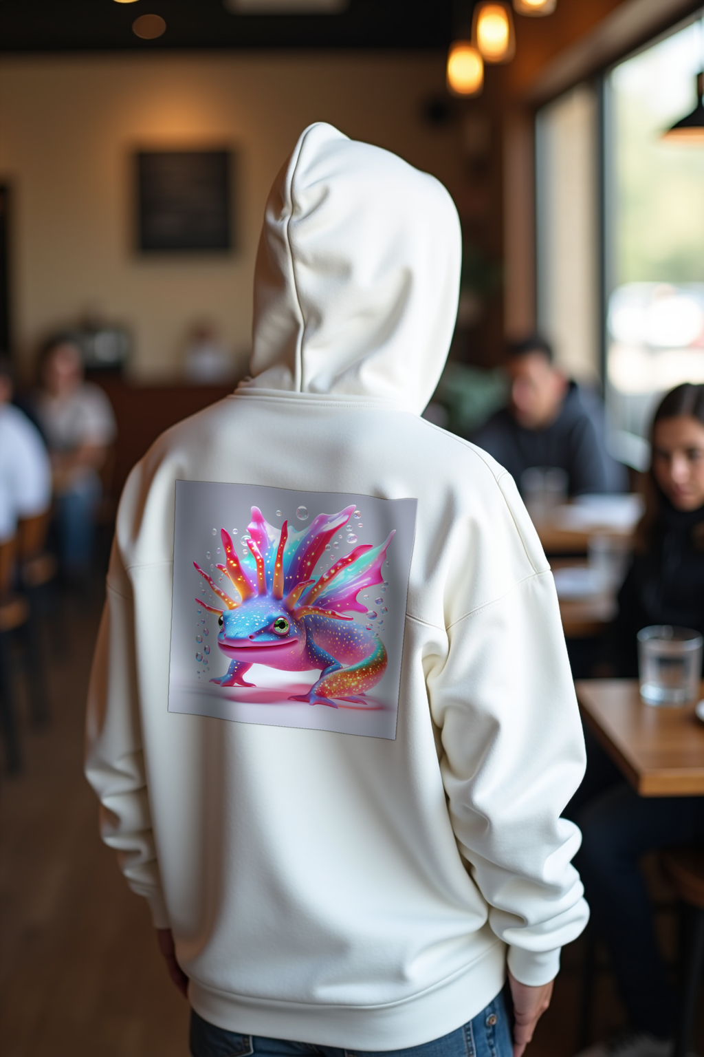 Surreal Axolotl hoodie white