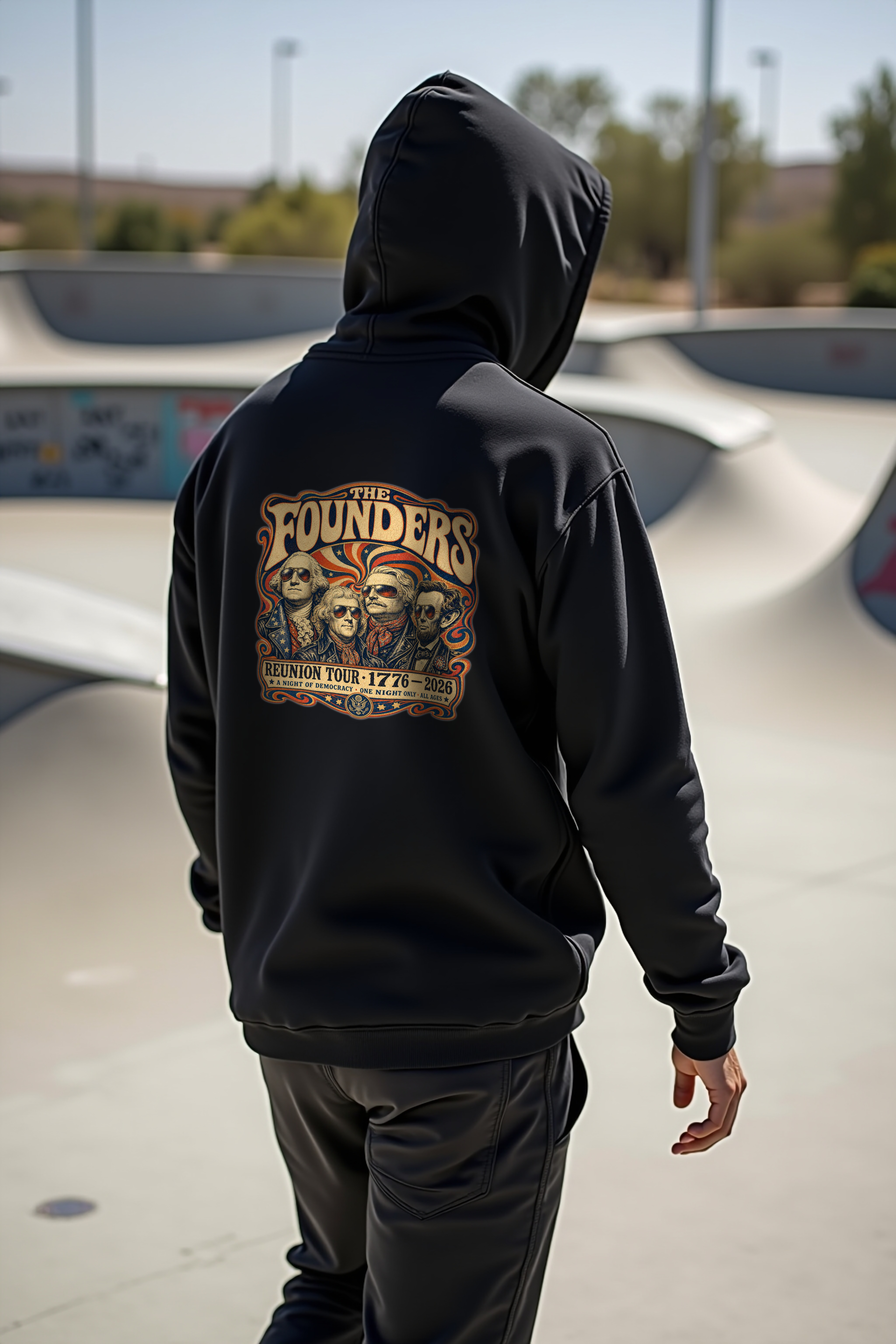 Founders Reunion Tour Hoodie - black mannequin back view