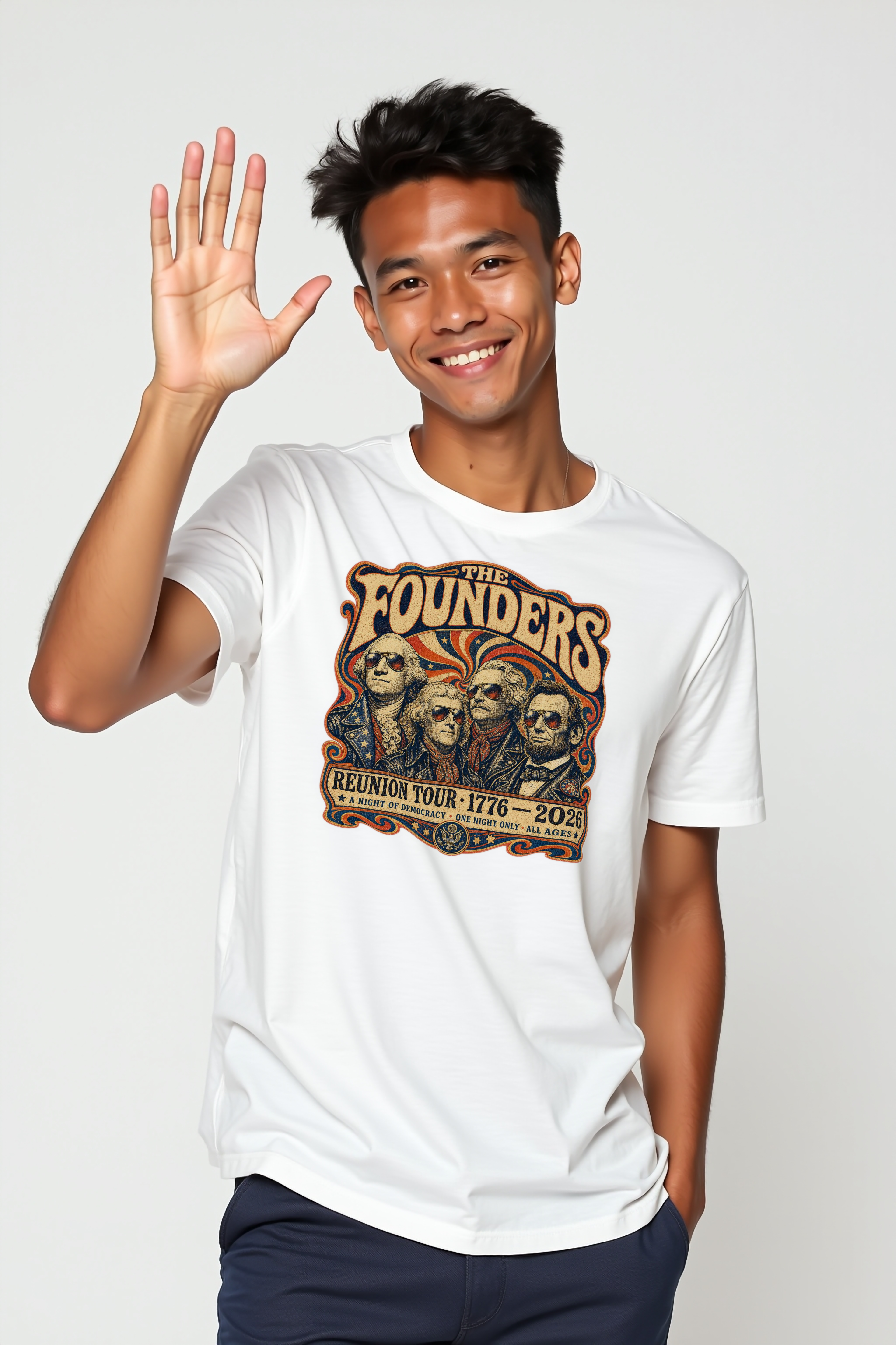 Founders Reunion Tour Tee - white mannequin front view