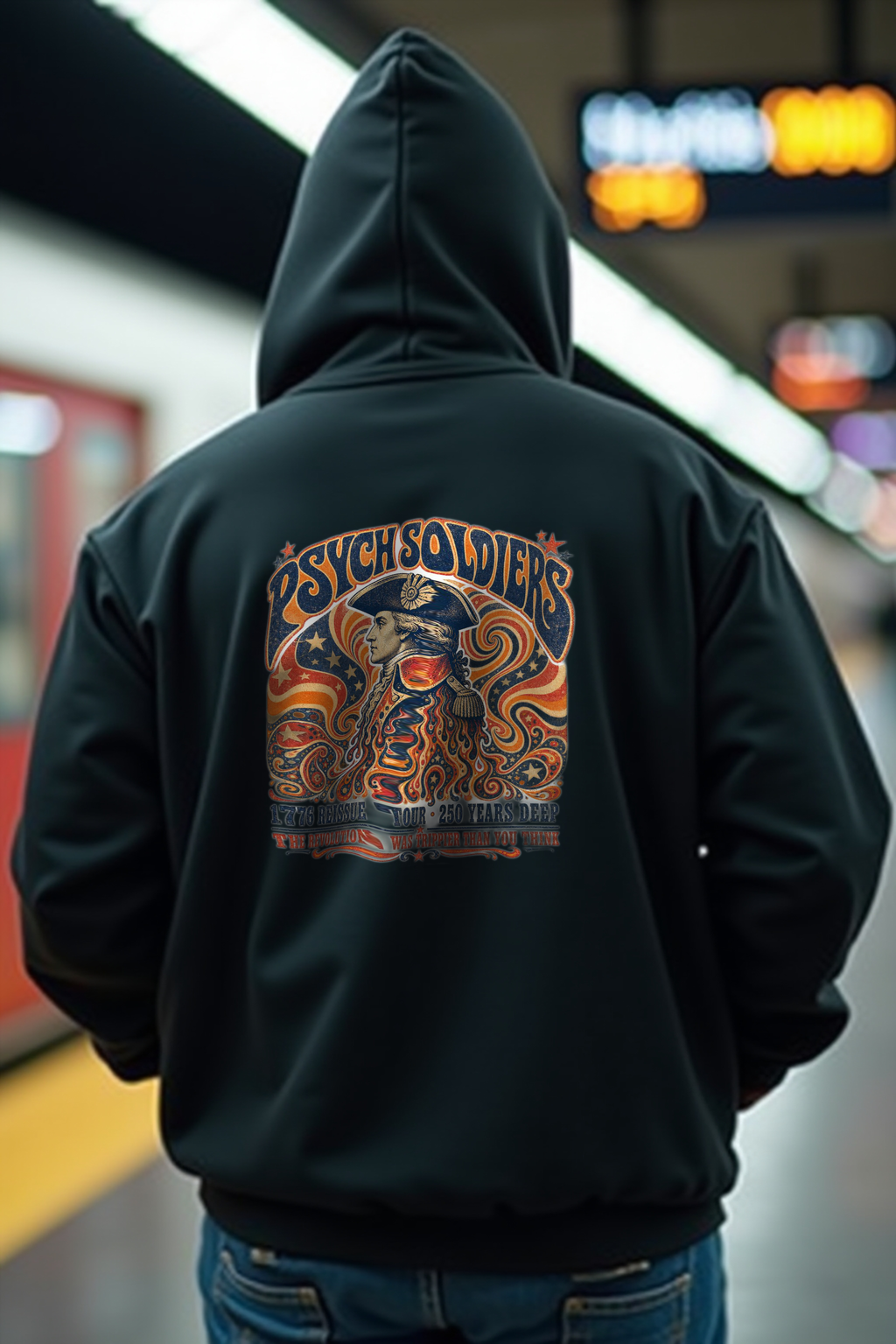 Psych Soldiers Hoodie - black mannequin back view