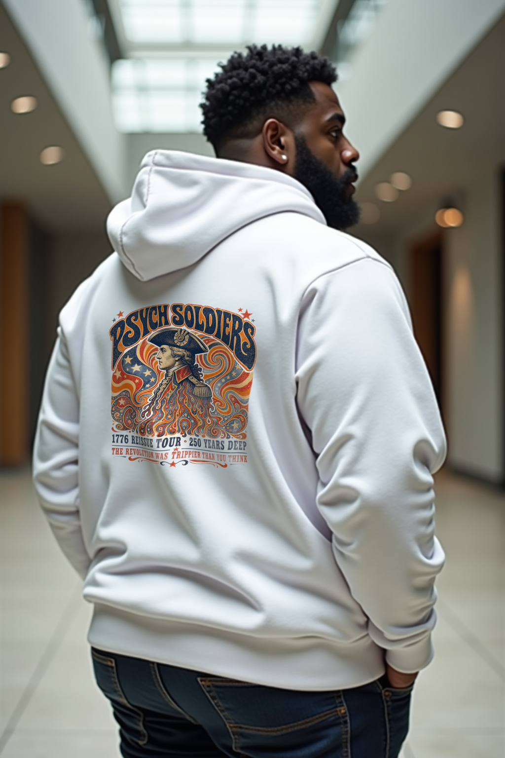 Psych Soldiers Hoodie - white mannequin back view