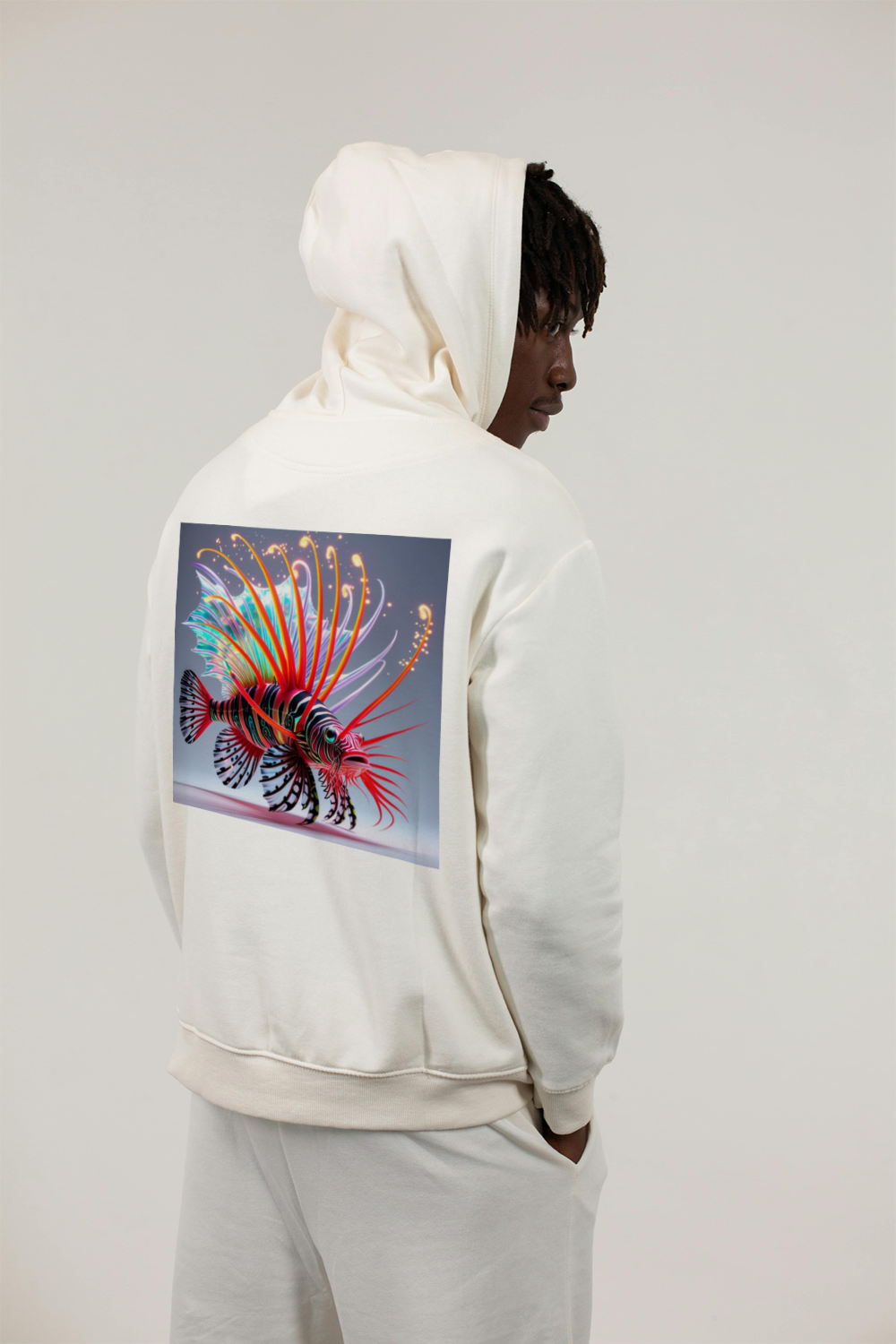 Bioluminescent Lionfish Hoodie Back View Alt