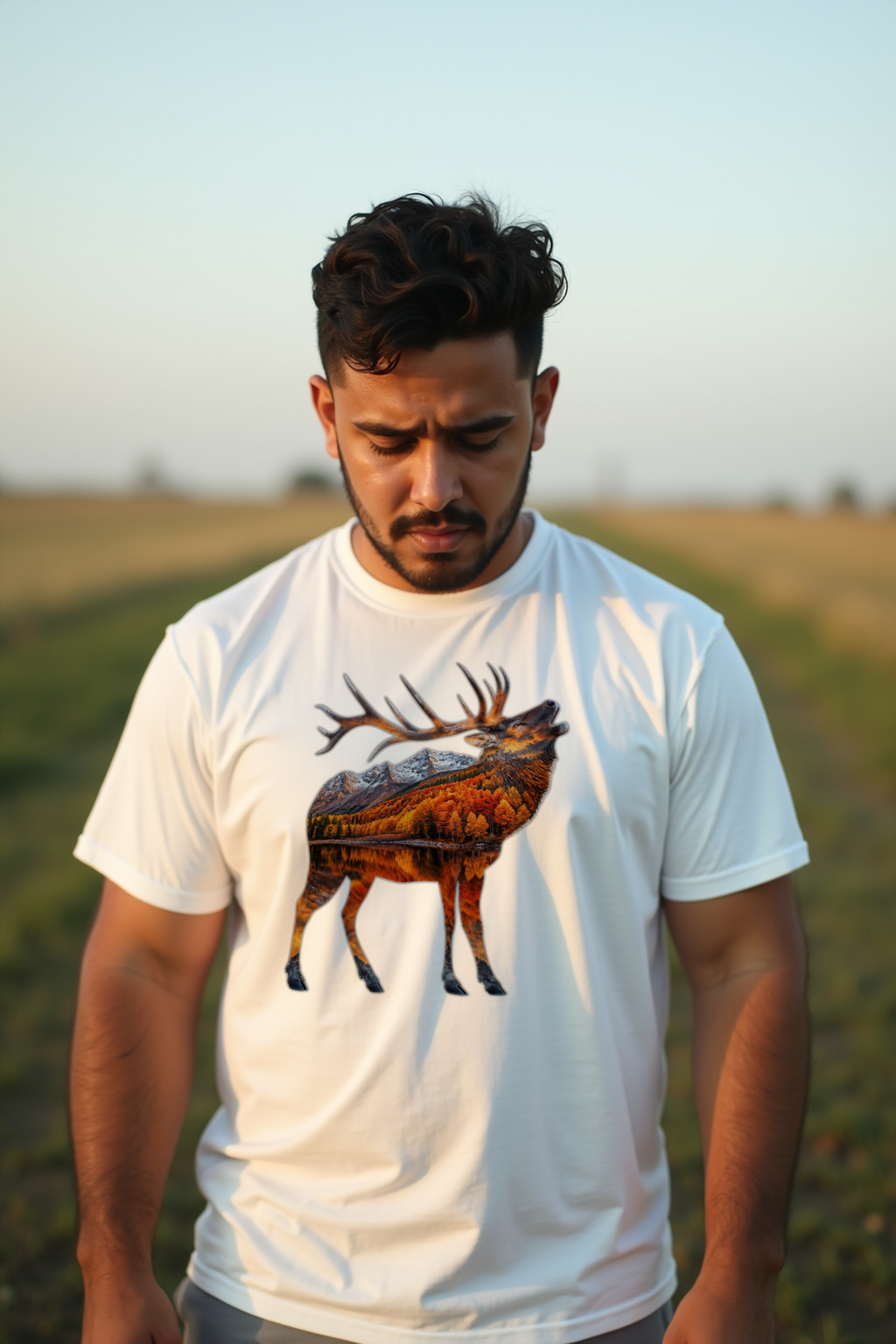 Elk Mountains tshirt front white mannequin (v2 — diversity refresh)
