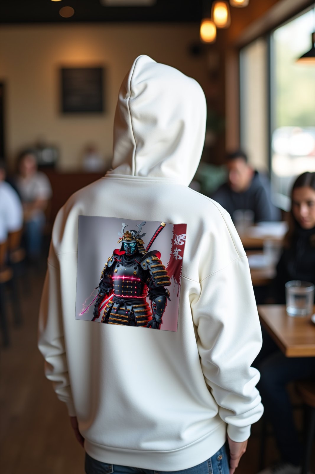 Cyber Tsukumogami hoodie white mannequin variant