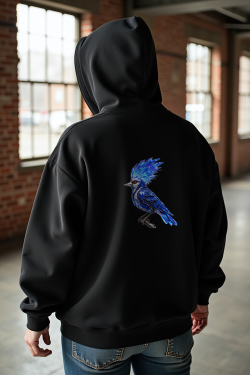 Crystal Jay Hoodie — black mannequin back view (featured)
