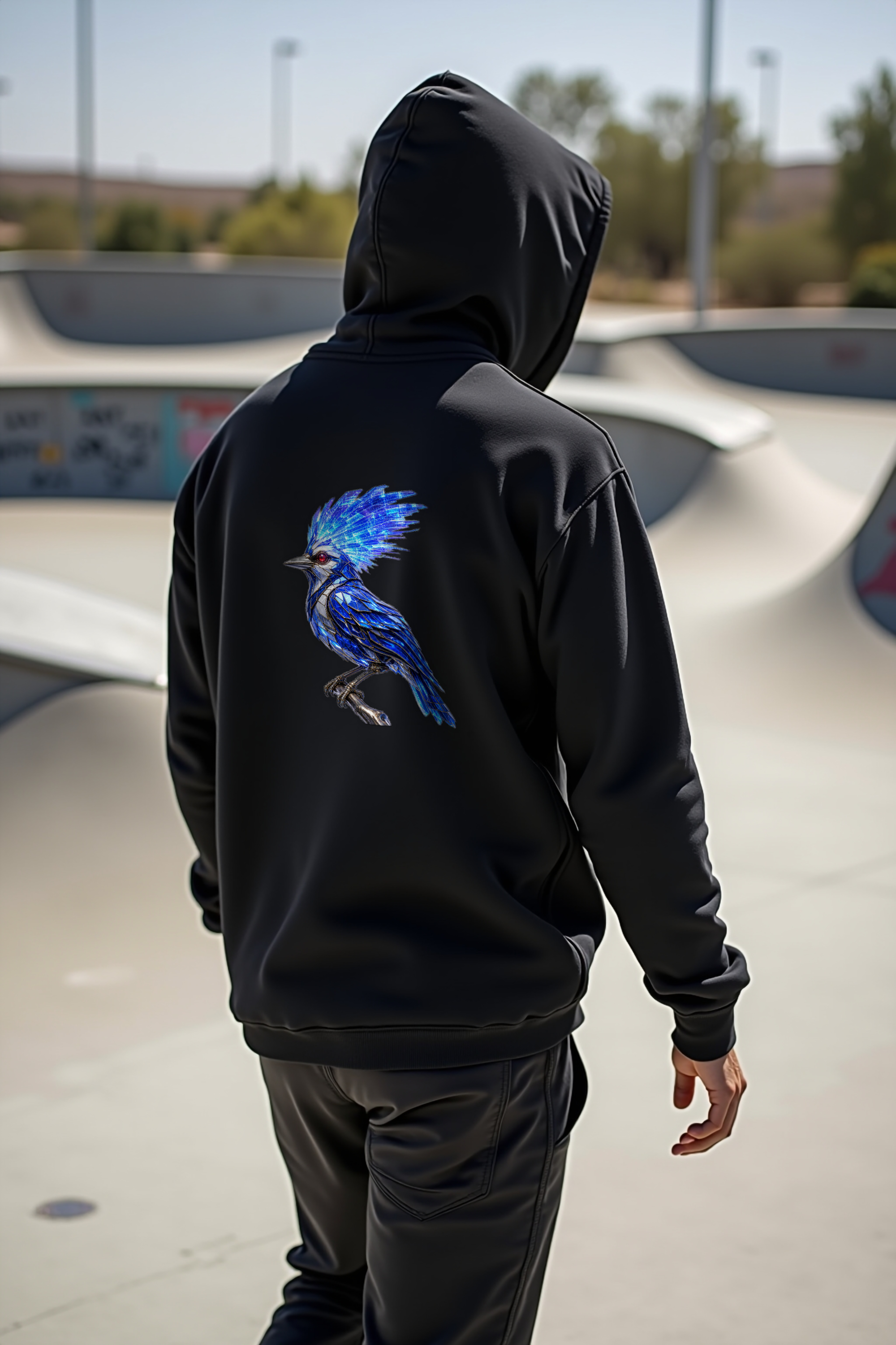 Crystal Jay Hoodie — black mannequin back view 2