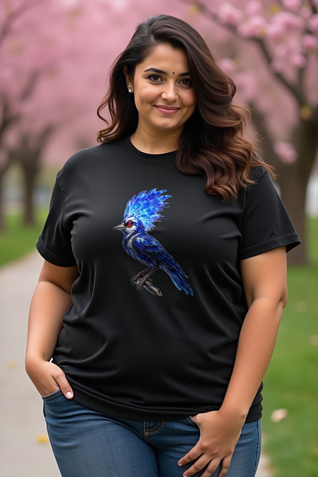 Crystal Jay T-Shirt — black mannequin front view (featured)
