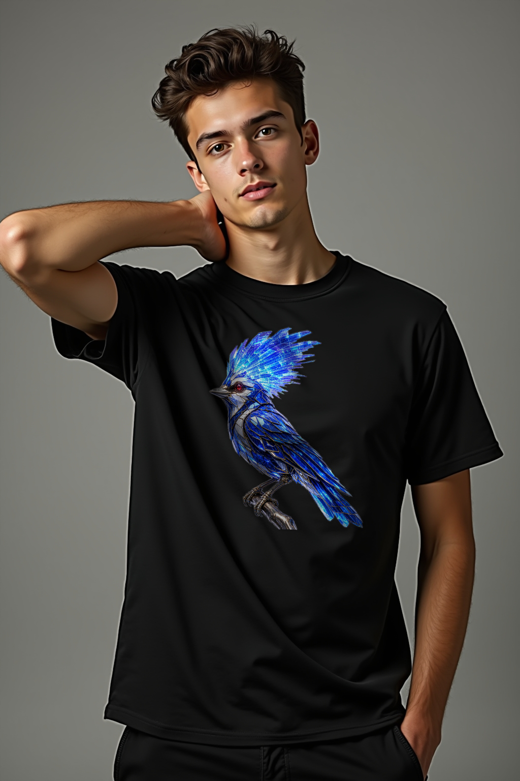 Crystal Jay T-Shirt — black studio front view