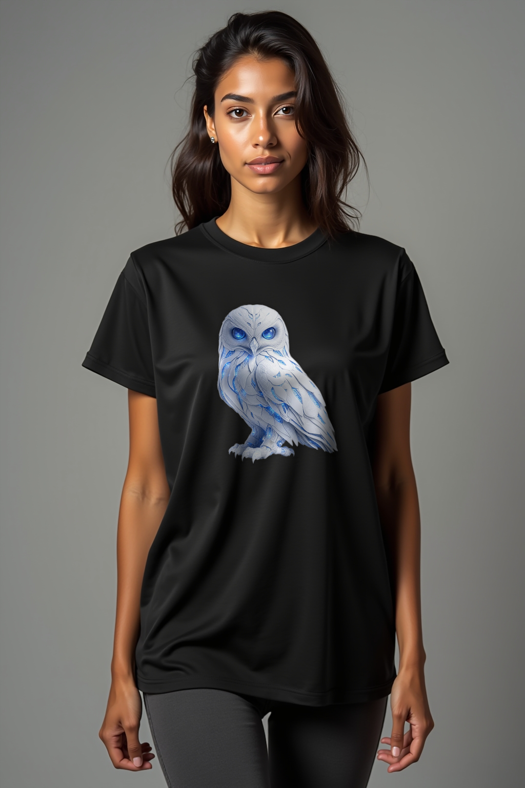 Frost Owl T-Shirt — black mannequin front