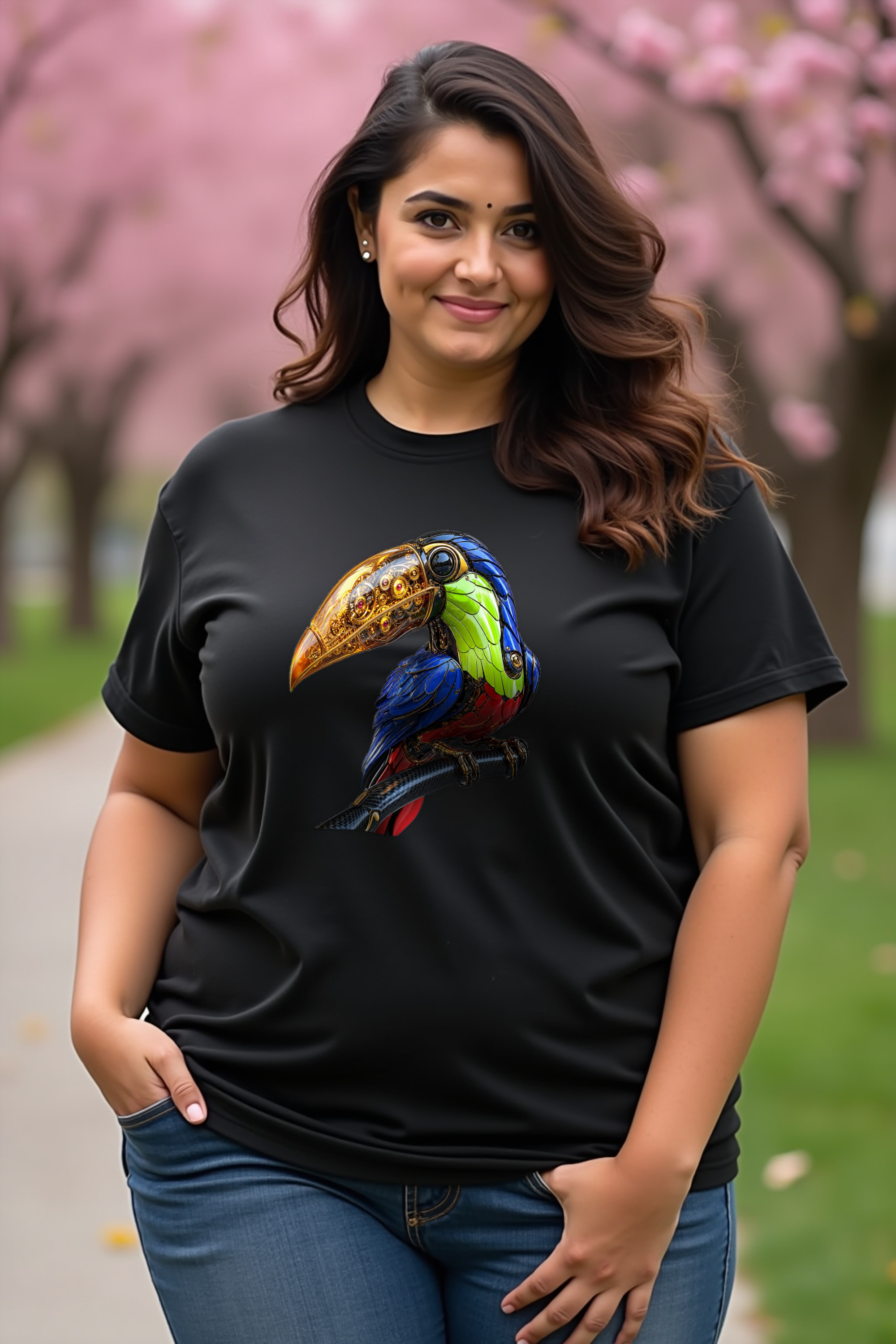 Gilded Toucan T-Shirt — black mannequin front view (featured)