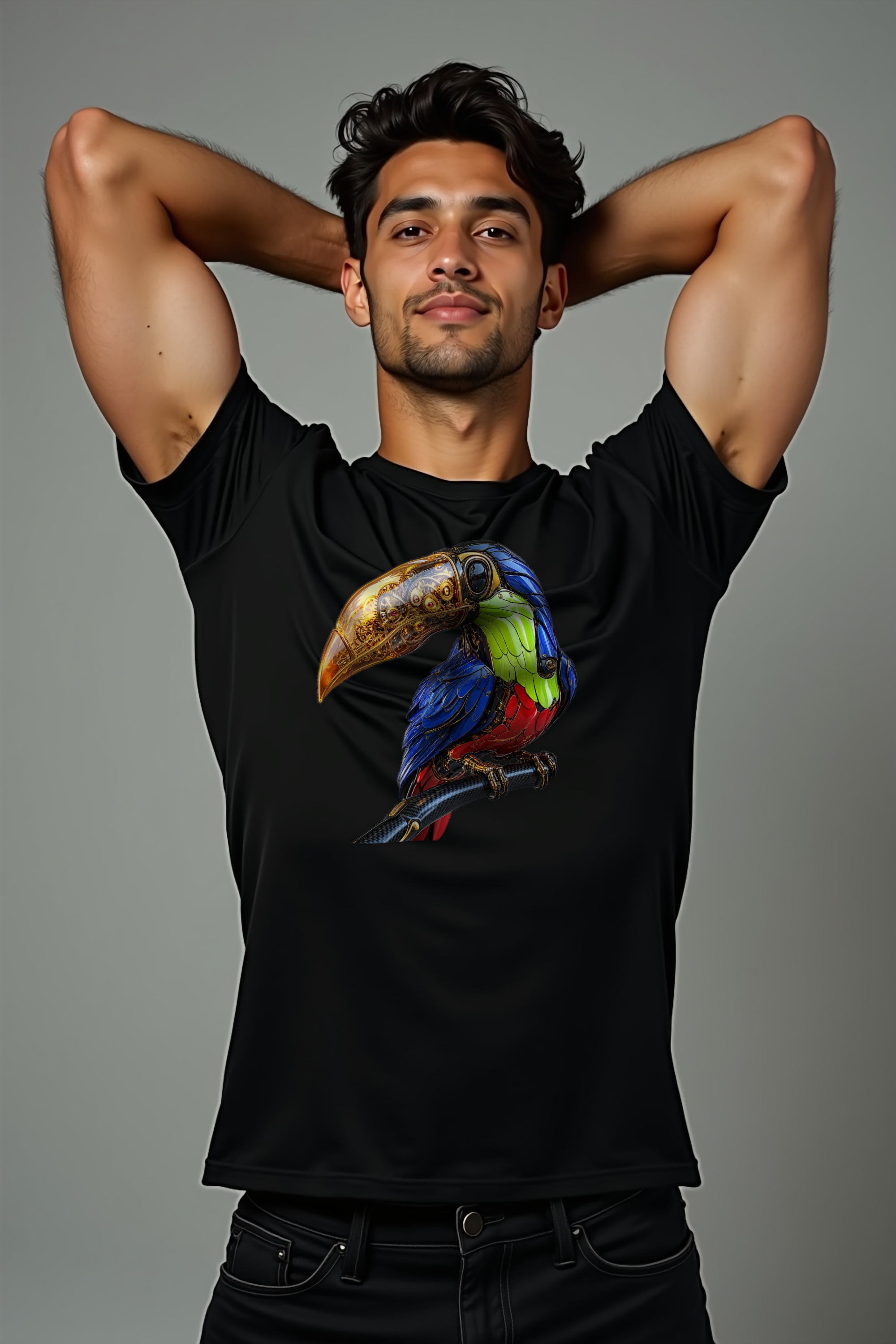 Gilded Toucan T-Shirt — black mannequin front view 2