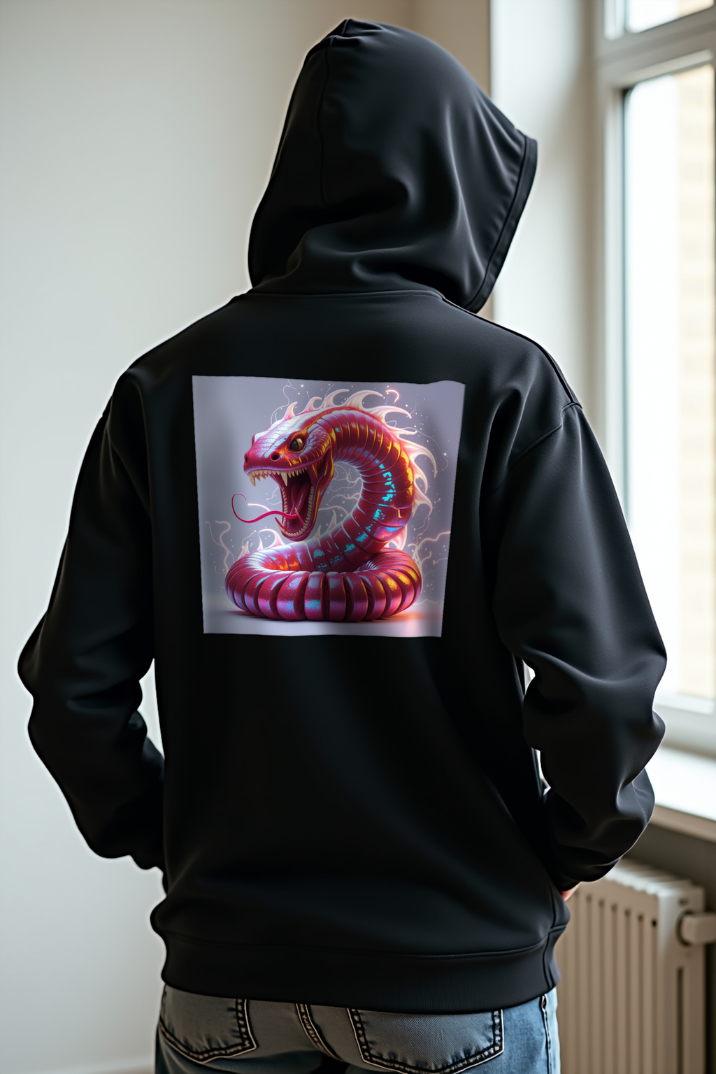 Mongolian Death Worm hoodie black mannequin pockets