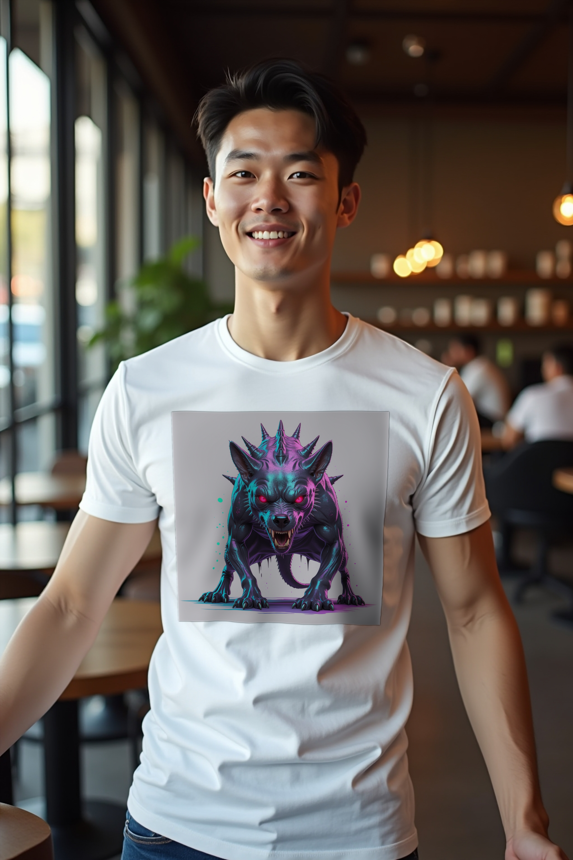 Chupacabra tee white arms extended