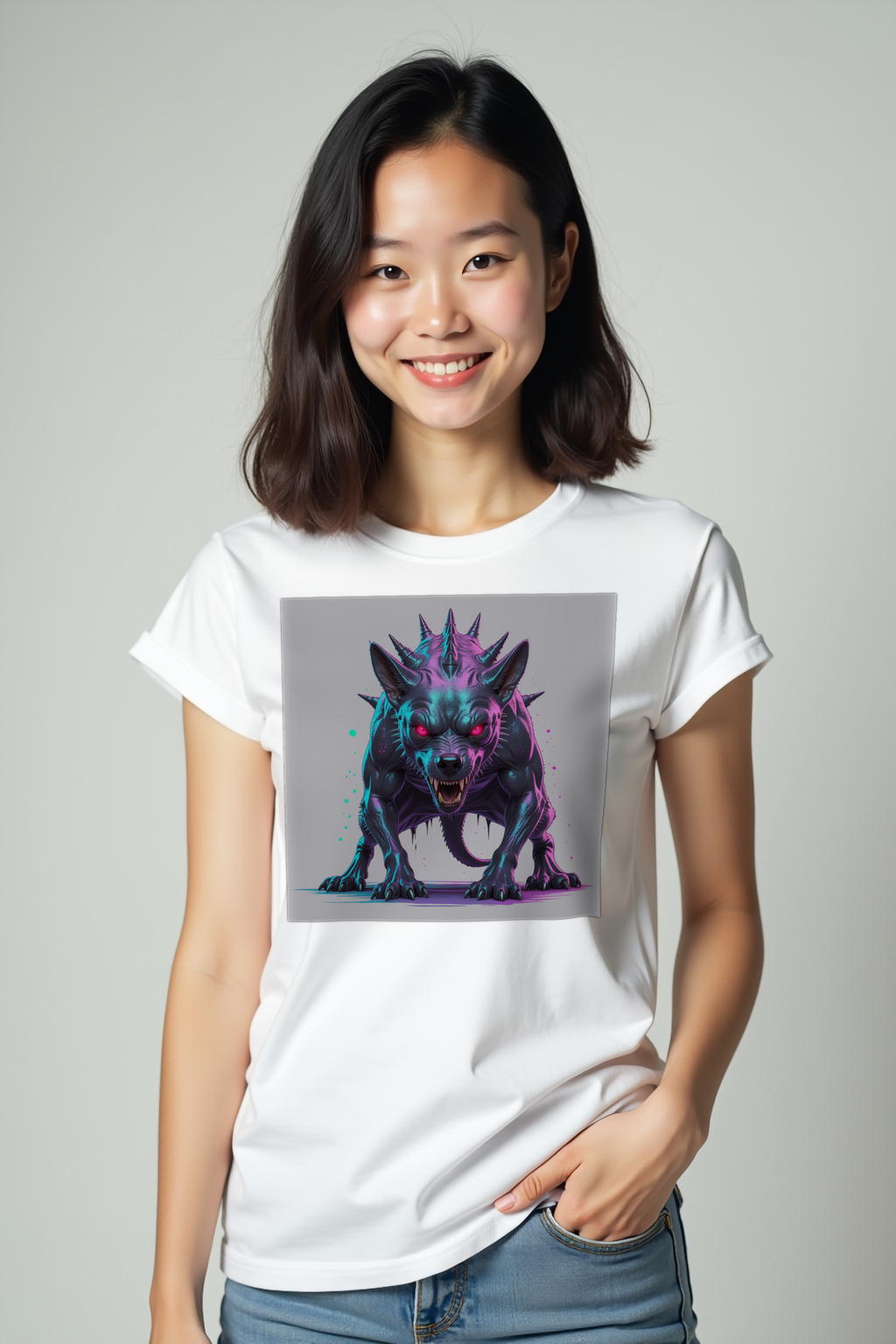 Chupacabra tee white pockets