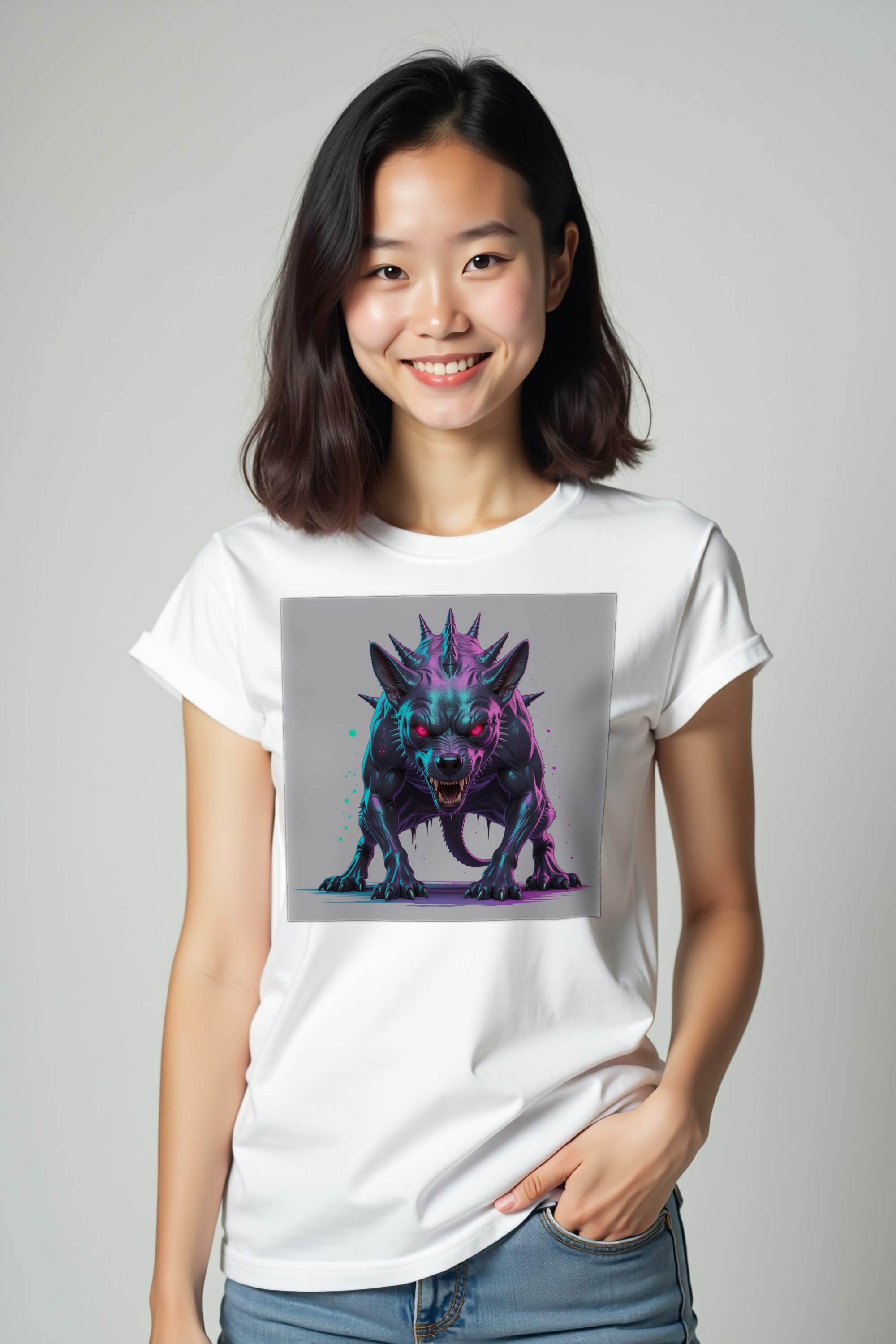 Chupacabra tee white pockets
