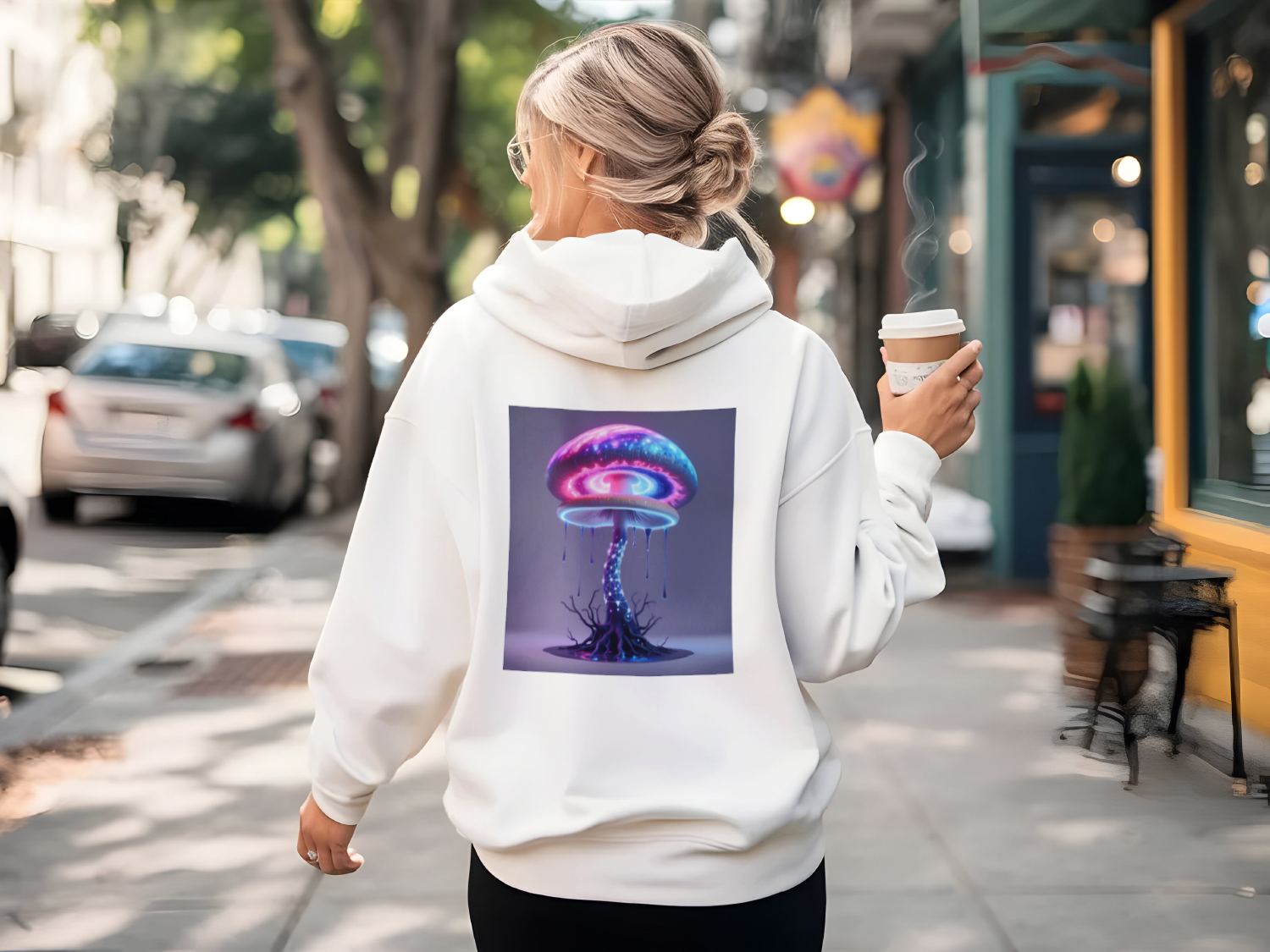 Cosmic Psilocybin Portal Hoodie - Back White