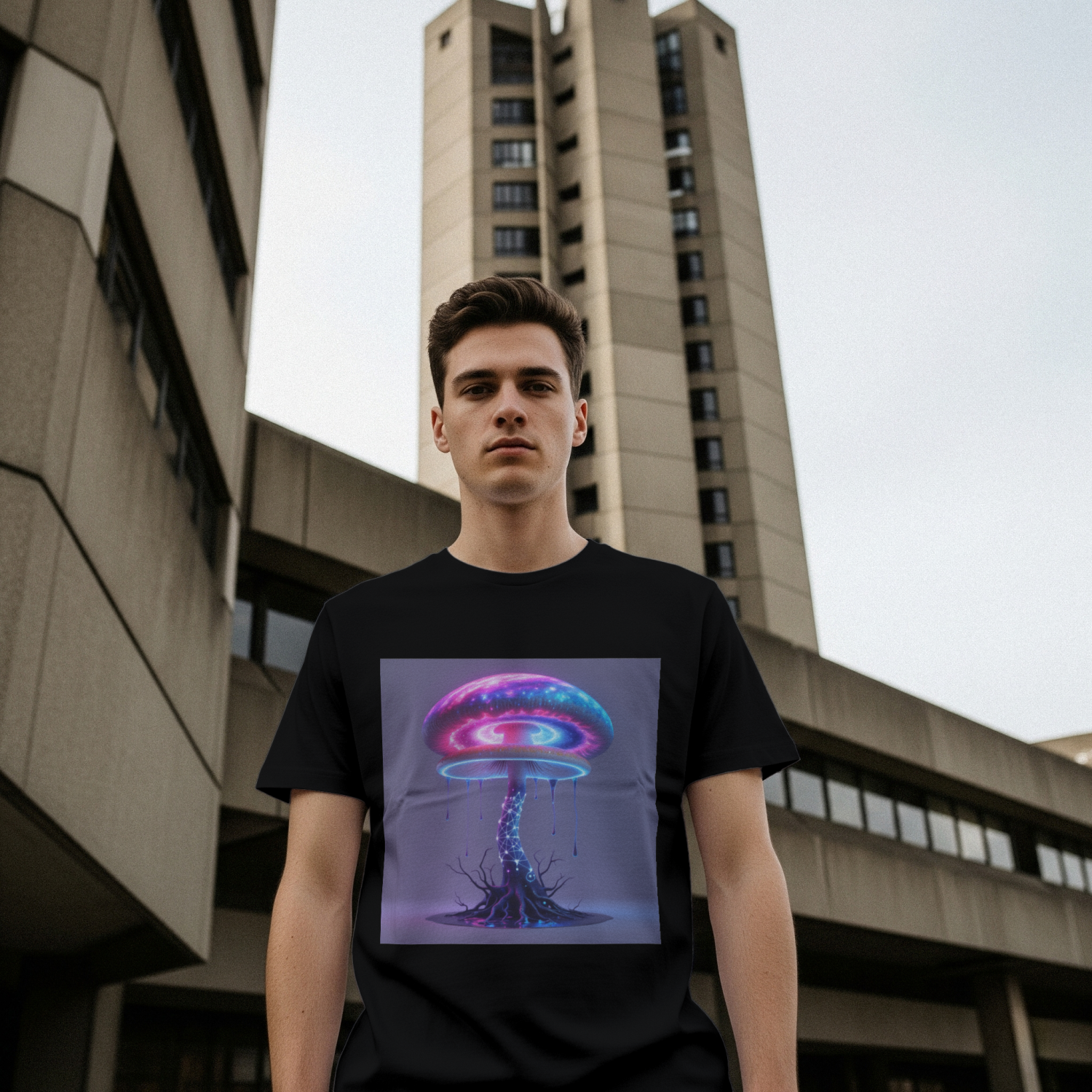 Cosmic Psilocybin Portal T-Shirt - Front Black