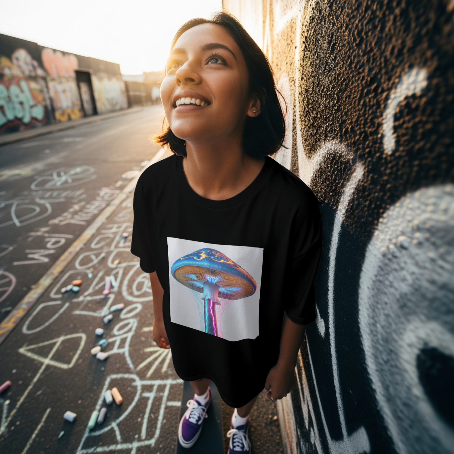 Mycelium Brain Network tee front v2 — black