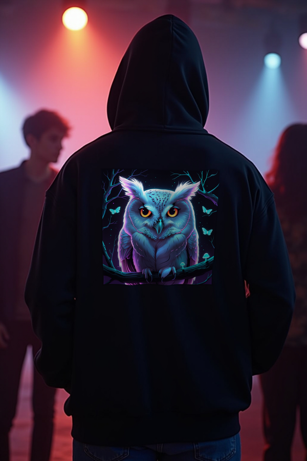 Neon Spectral Owl - Hoodie - black mannequin (D9)