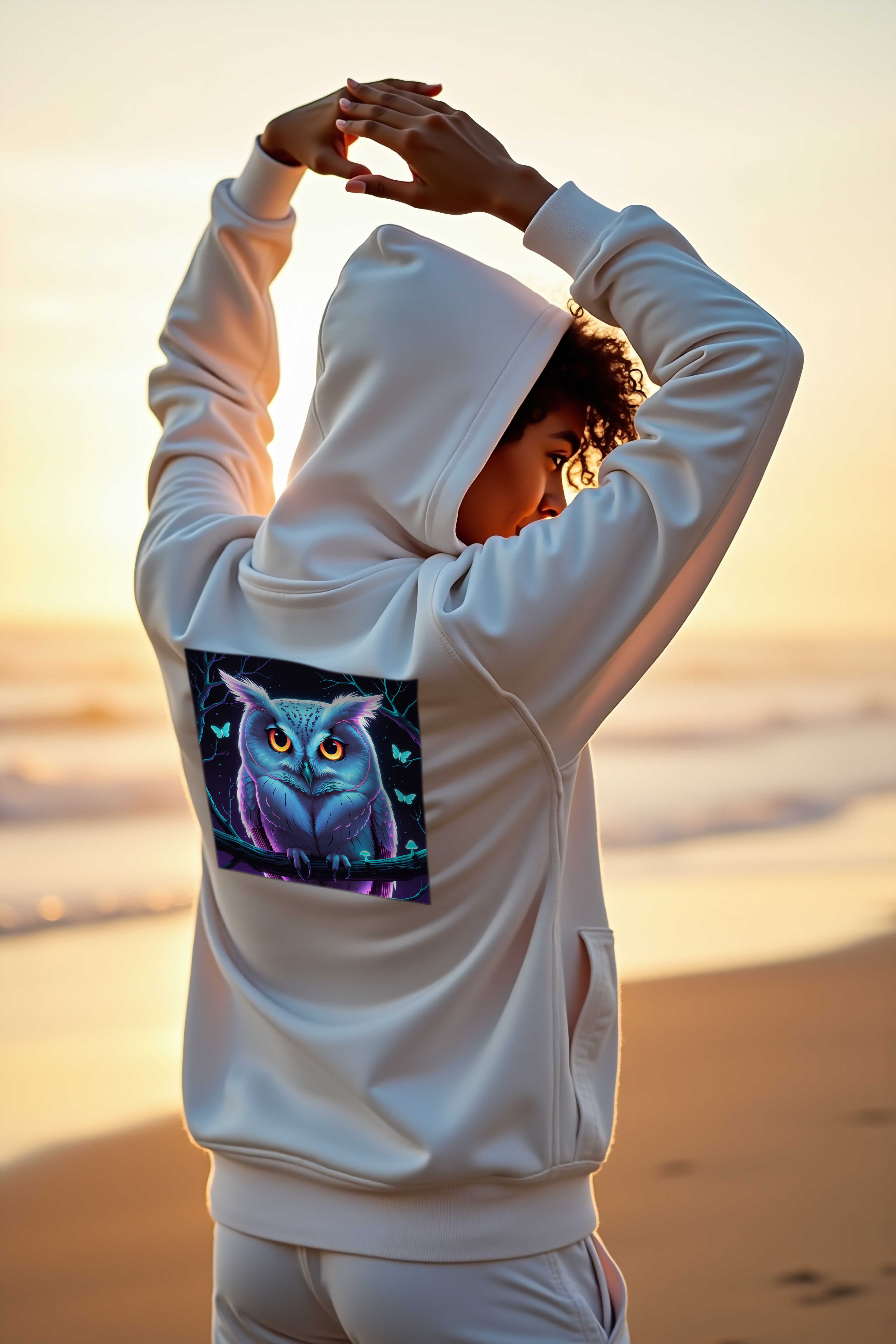 Neon Spectral Owl - Hoodie - white mannequin (D9)