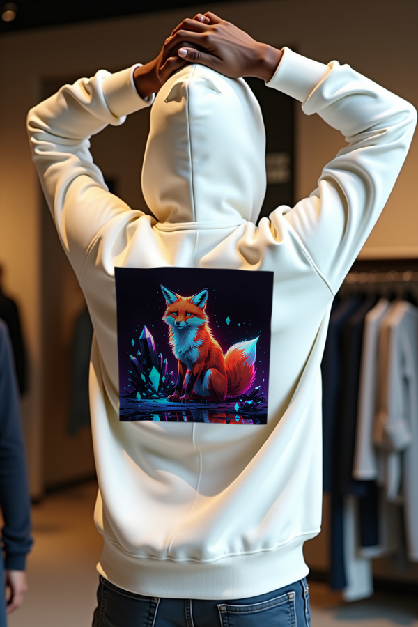 Neon Crystal Fox - Hoodie - white mannequin (D12)