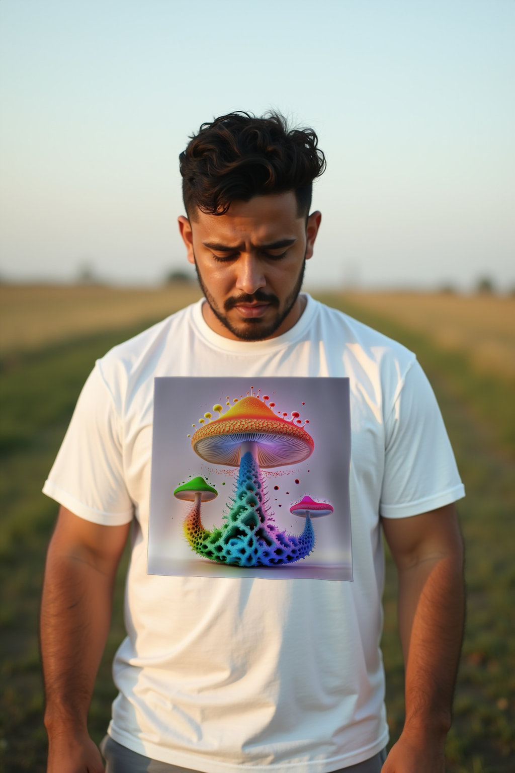 Fractal Infinity Shroom T-Shirt white mannequin front view