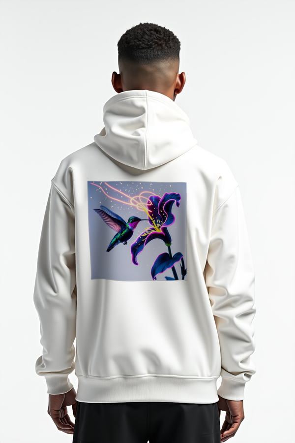 Neon Rainbow Hummingbird - Hoodie - white mannequin (D14)