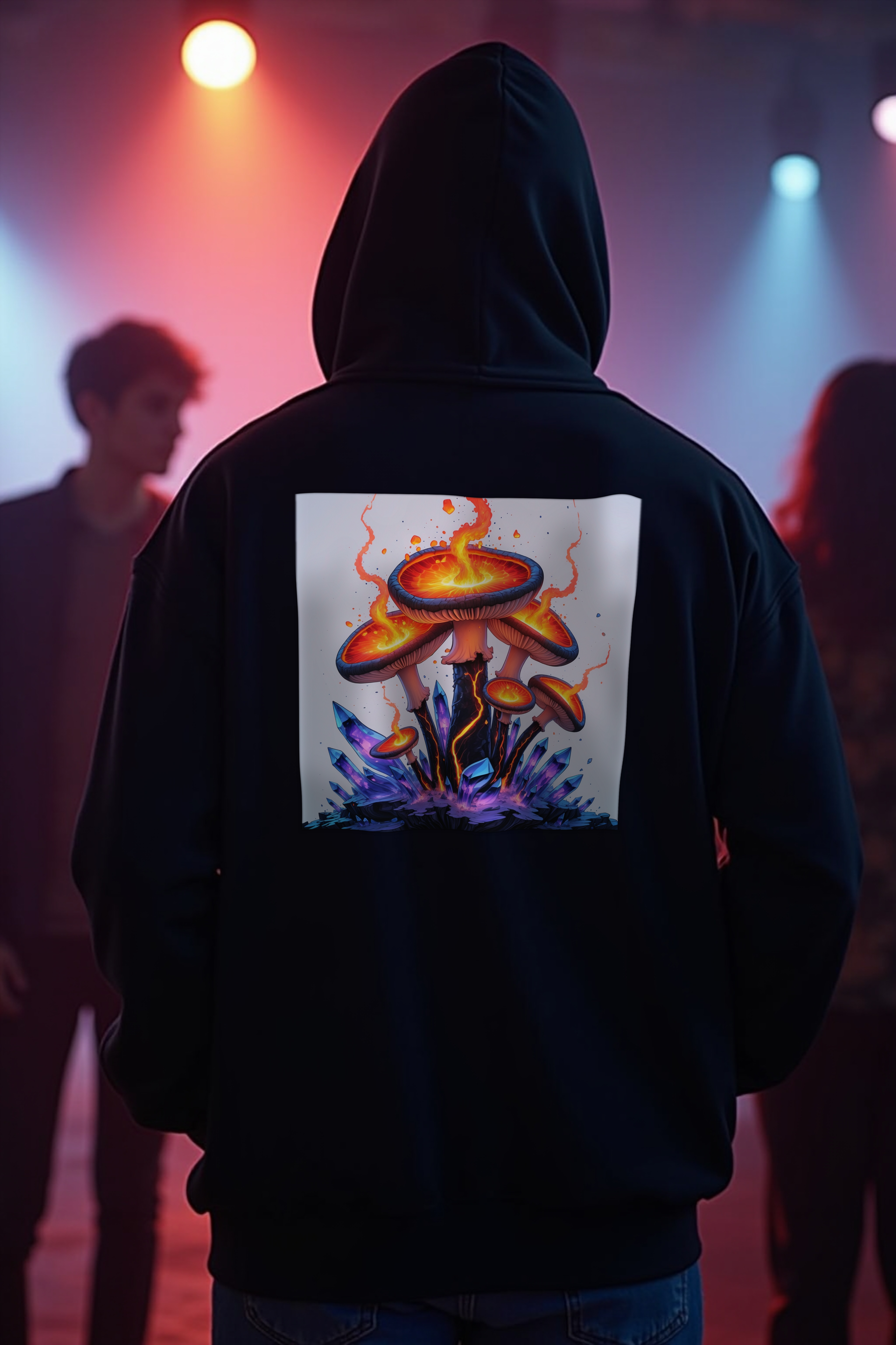 Volcanic Ember Trumpets Hoodie black mannequin back view