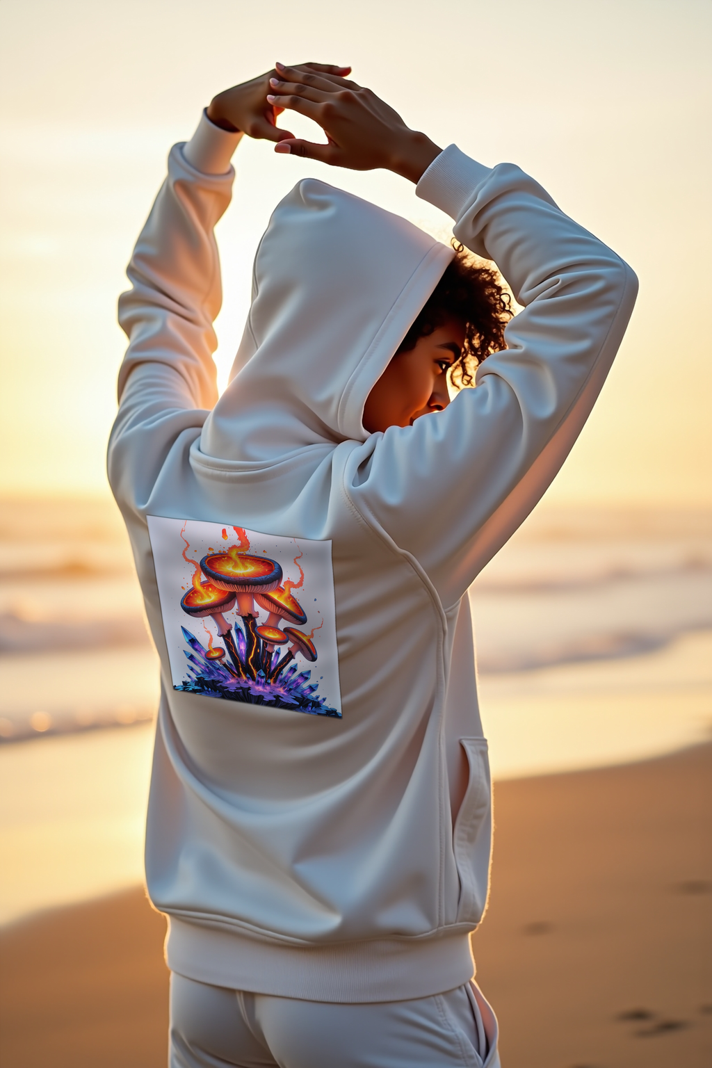 Volcanic Ember Trumpets Hoodie white mannequin back view