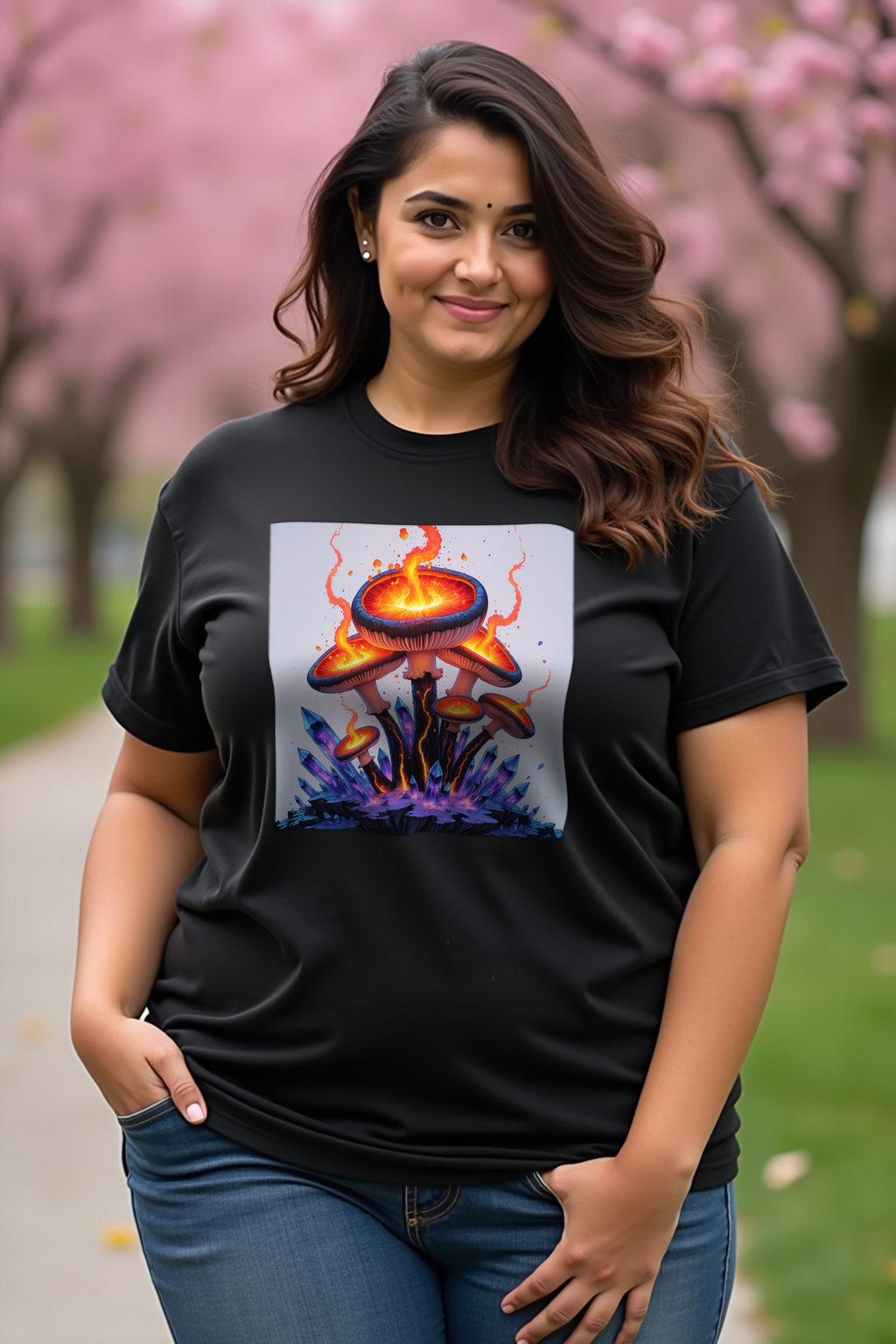 Volcanic Ember Trumpets T-Shirt black mannequin front view